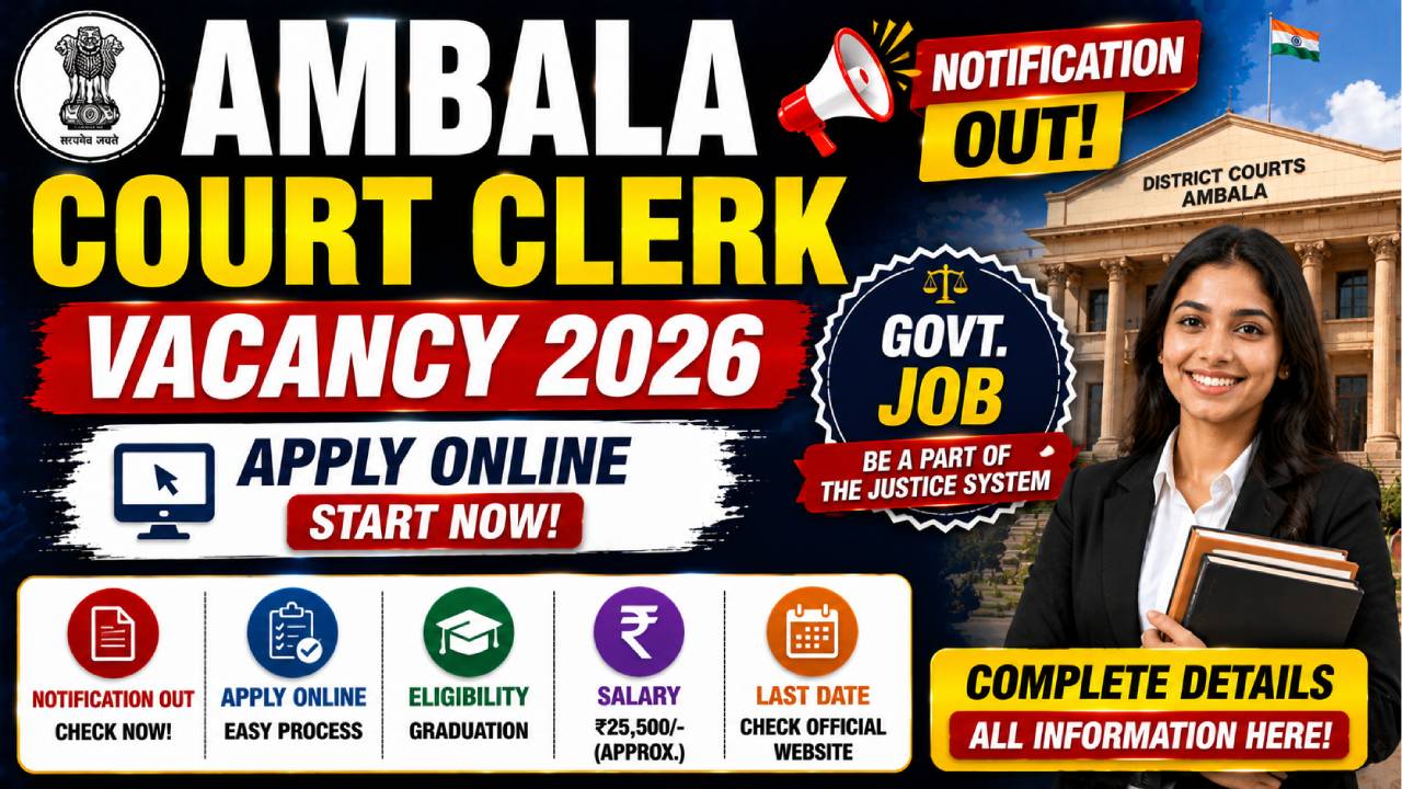 Ambala Court Clerk Vacancy 2026
