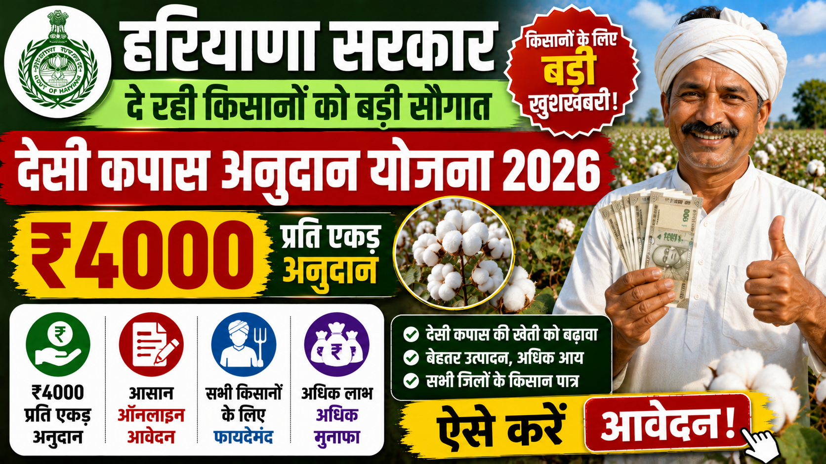 Haryana Desi Kapas Anudan Yojana 2026